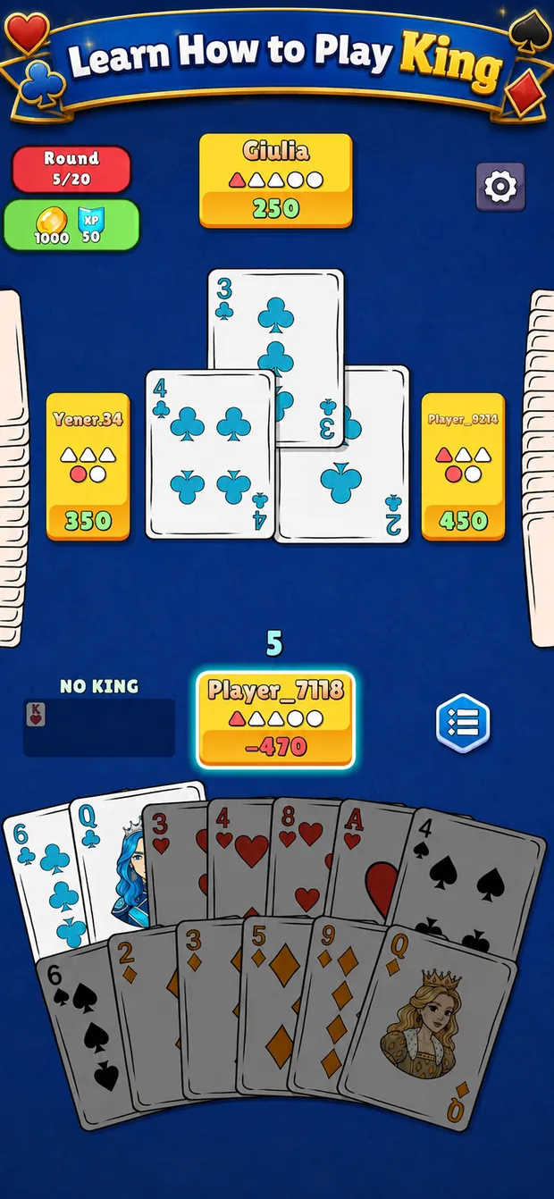 A No King round in progress at a four-player table